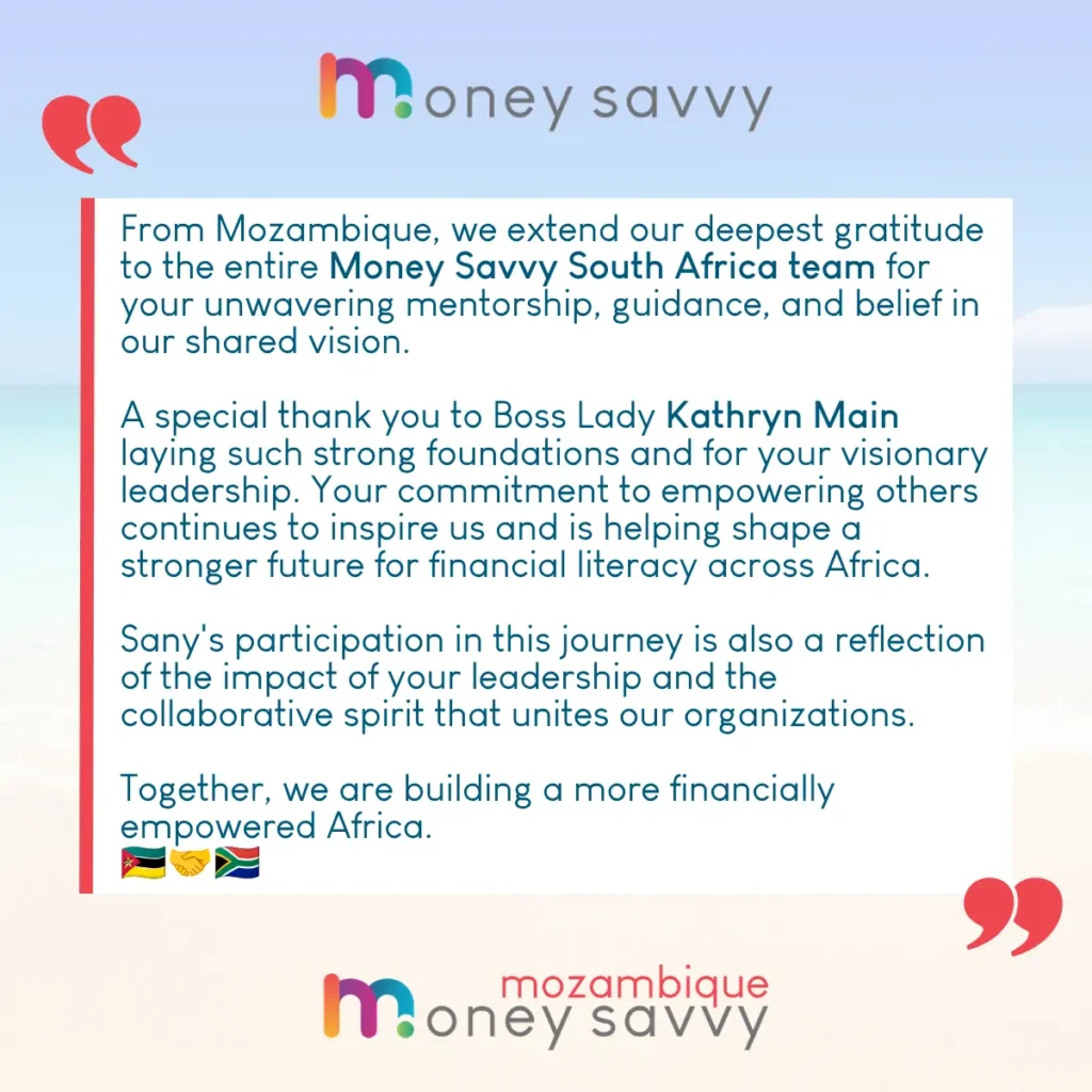 Testimonial from the Mozambique team
